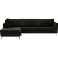 Gosena Wood Left-Hand Corner Sofa, black, Leg colour: white