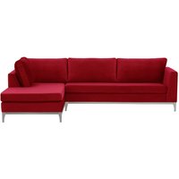 Gosena Wood Left-Hand Corner Sofa, dark red, Leg colour: white