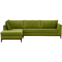 Gosena Wood Left-Hand Corner Sofa, olive green, Leg colour: aveo