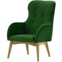 Hollis Wingback Chair, dark green, Leg colour: like oak