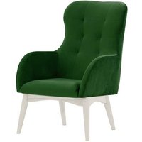 Hollis Wingback Chair, dark green, Leg colour: white