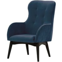 Hollis Wingback Chair, blue, Leg colour: black