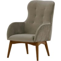 Hollis Wingback Chair, grey, Leg colour: dark oak