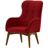Hollis Wingback Chair, dark red, Leg colour: dark oak