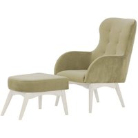 Hollis Wingback Chair with a Footstool, mink, Leg colour: white