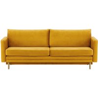 Lioni Sofa Bed with Storage, mustard, Leg colour: wax black