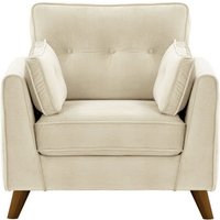 Magnus Armchair, light beige, Leg colour: dark oak