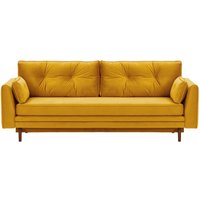 Magnus Sofa Bed with Storage, mustard, Leg colour: dark oak