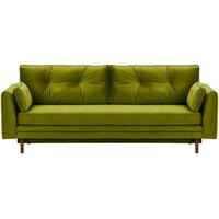 Magnus Sofa Bed with Storage, olive green, Leg colour: dark oak