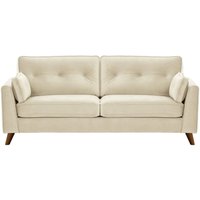 Magnus 3 Seater Sofa, light beige, Leg colour: dark oak