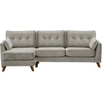 Magnus Left Hand Corner Sofa, silver, Leg colour: dark oak