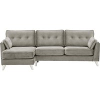 Magnus Left Hand Corner Sofa, silver, Leg colour: white