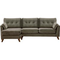 Magnus Left Hand Corner Sofa, grey, Leg colour: dark oak