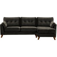 Magnus Right Hand Corner Sofa, black, Leg colour: dark oak
