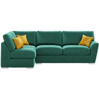 Majestic New Left Hand Corner Sofa with Fitted Back Cushions, dark green/mustard