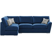 Majestic New Left Hand Corner Sofa with Fitted Back Cushions, blue/silver