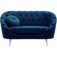 Kooper Armchair with quilting, blue, Leg colour: chrome metal