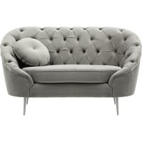 Kooper Armchair with quilting, silver, Leg colour: chrome metal