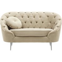 Kooper Armchair with quilting, light beige, Leg colour: chrome metal