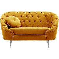 Kooper Armchair with quilting, mustard, Leg colour: chrome metal