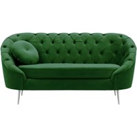 Kooper 2 Seater Sofa with quilting, dark green, Leg colour: chrome metal