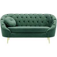Kooper 2 Seater Sofa with quilting, dirty blue, Leg colour: gold metal