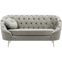 Kooper 2 Seater Sofa with quilting, silver, Leg colour: chrome metal