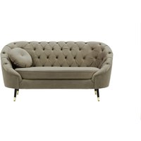 Kooper 2 Seater Sofa with quilting, grey, Leg colour: Black + gold