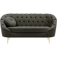 Kooper 2 Seater Sofa with quilting, graphite, Leg colour: gold metal