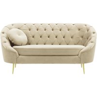 Kooper 2 Seater Sofa with quilting, light beige, Leg colour: gold metal
