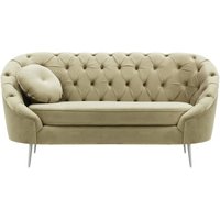 Kooper 2 Seater Sofa with quilting, mink, Leg colour: chrome metal