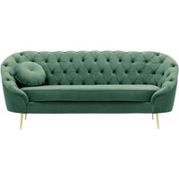 Kooper 2,5 Seater Sofa with quilting, dirty blue, Leg colour: gold metal