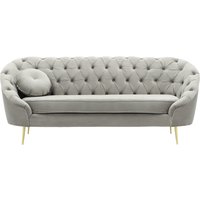 Kooper 2,5 Seater Sofa with quilting, silver, Leg colour: gold metal