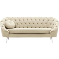 Kooper 2,5 Seater Sofa with quilting, light beige, Leg colour: chrome metal