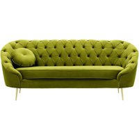 Kooper 2,5 Seater Sofa with quilting, olive green, Leg colour: gold metal