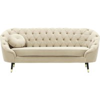 Kooper 2,5 Seater Sofa with quilting, light beige, Leg colour: Black + gold