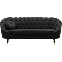 Kooper 2,5 Seater Sofa with quilting, black, Leg colour: Black + gold