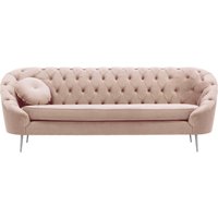Kooper 3 Seater Sofa with quilting, lilac, Leg colour: chrome metal