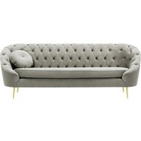Kooper 3 Seater Sofa with quilting, silver, Leg colour: gold metal