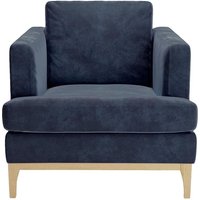 Scarlett Eco Armchair, navy blue, Leg colour: like oak