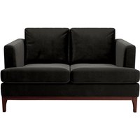 Scarlett 2 Seater Sofa, black, Leg colour: dark oak