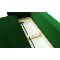 Mossa Sofa Bed with Storage, dark green, Leg colour: dark oak
