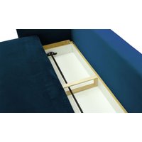 Mossa Sofa Bed with Storage, blue, Leg colour: dark oak
