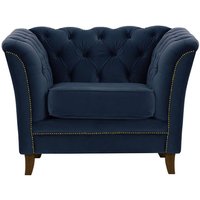 Karin Armchair, blue, Leg colour: dark oak