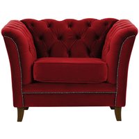 Karin Armchair, dark red, Leg colour: dark oak