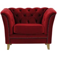 Karin Armchair, dark red, Leg colour: like oak