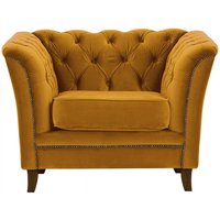 Karin Armchair, mustard, Leg colour: dark oak