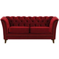 Karin 2 Seater Sofa, dark red, Leg colour: dark oak