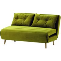 Flic Large Double Sofa Bed - width 142 cm, olive green, Leg colour: wax black