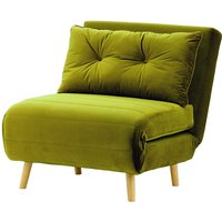 Flic Single Sofa Bed Chair - width 77 cm, olive green, Leg colour: like oak